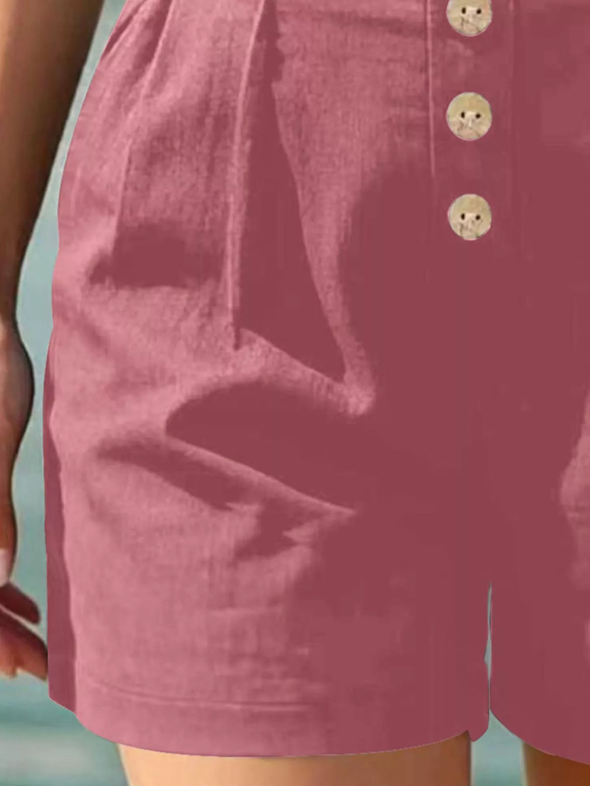 Button Fly High Waist Shorts, view 12