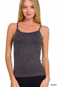 Zenana Stone Washed Ribbed Seamless Tank Top - Lilixa.store