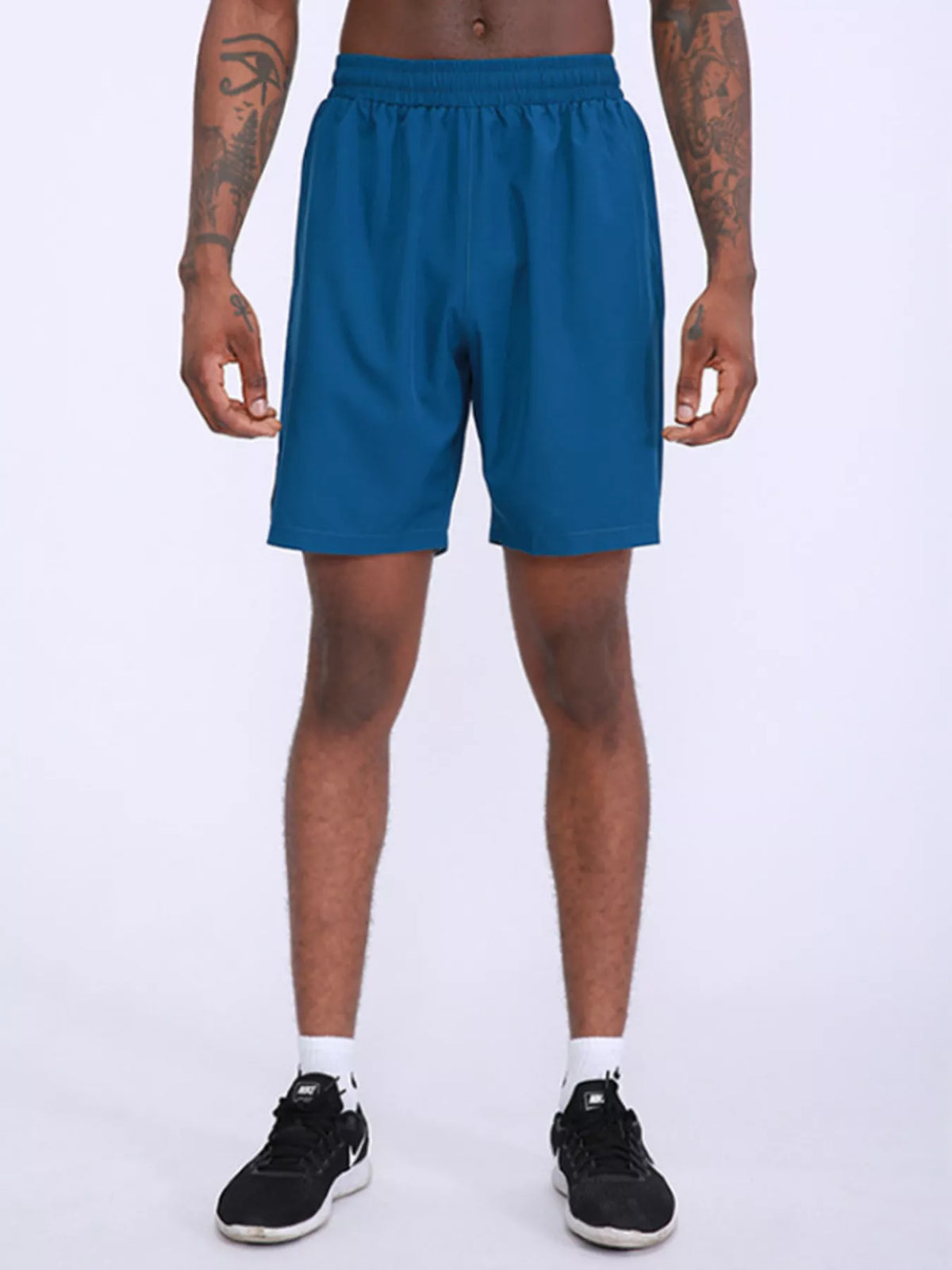 Men's Lightweight Elastic Waist Shorts in Blue