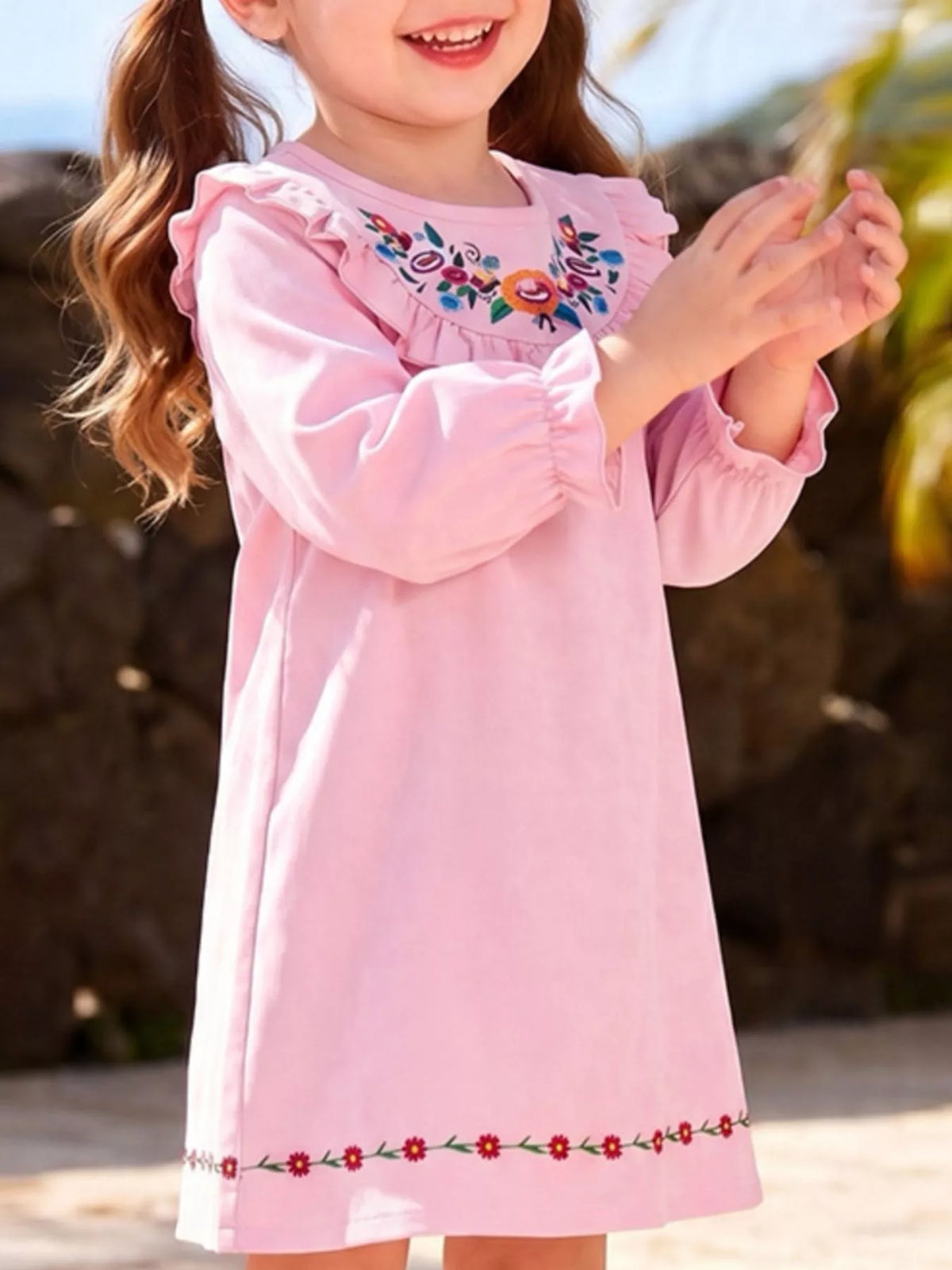 Children's Embroidered Long Sleeve Dress - Lilixa.store