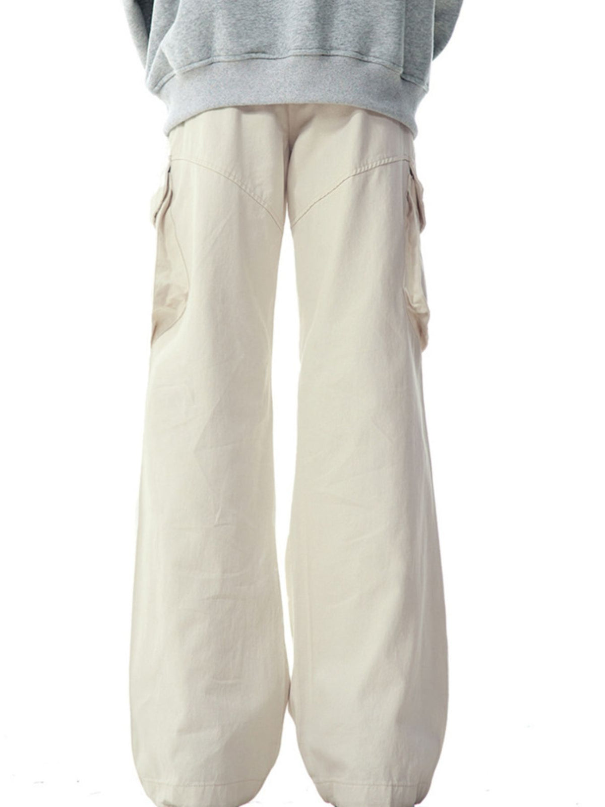 Men's Wide Leg Cargo Pants in Cream, view 3