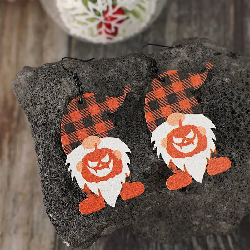 Wooden Dwarfs Pumpkin Dangle Earrings - Lilixa.store