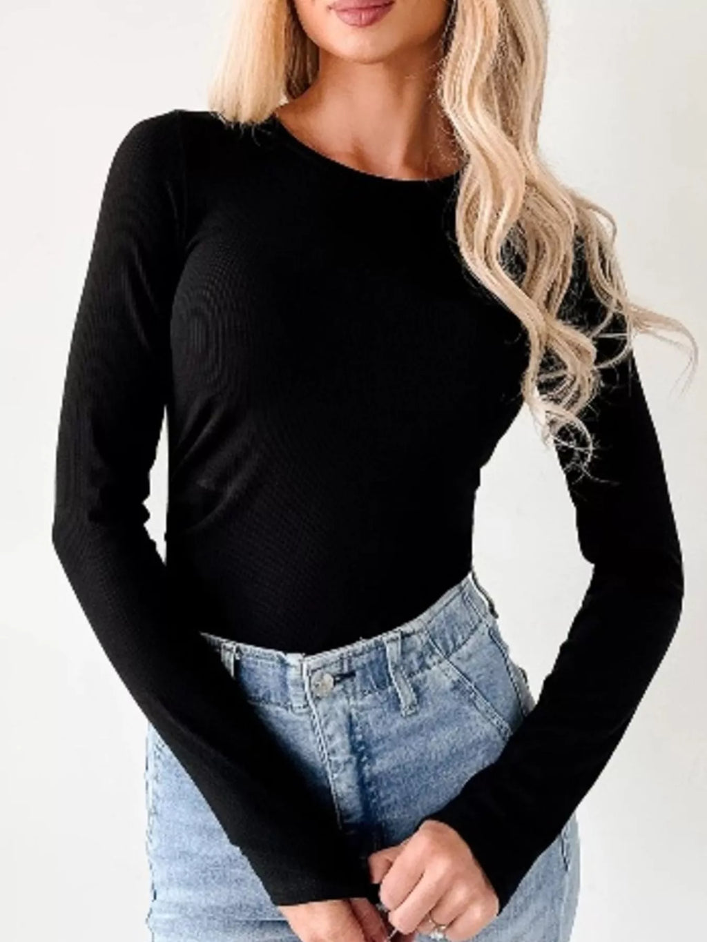 Ribbed Long Sleeve Fitted Bodysuit - Lilixa.store