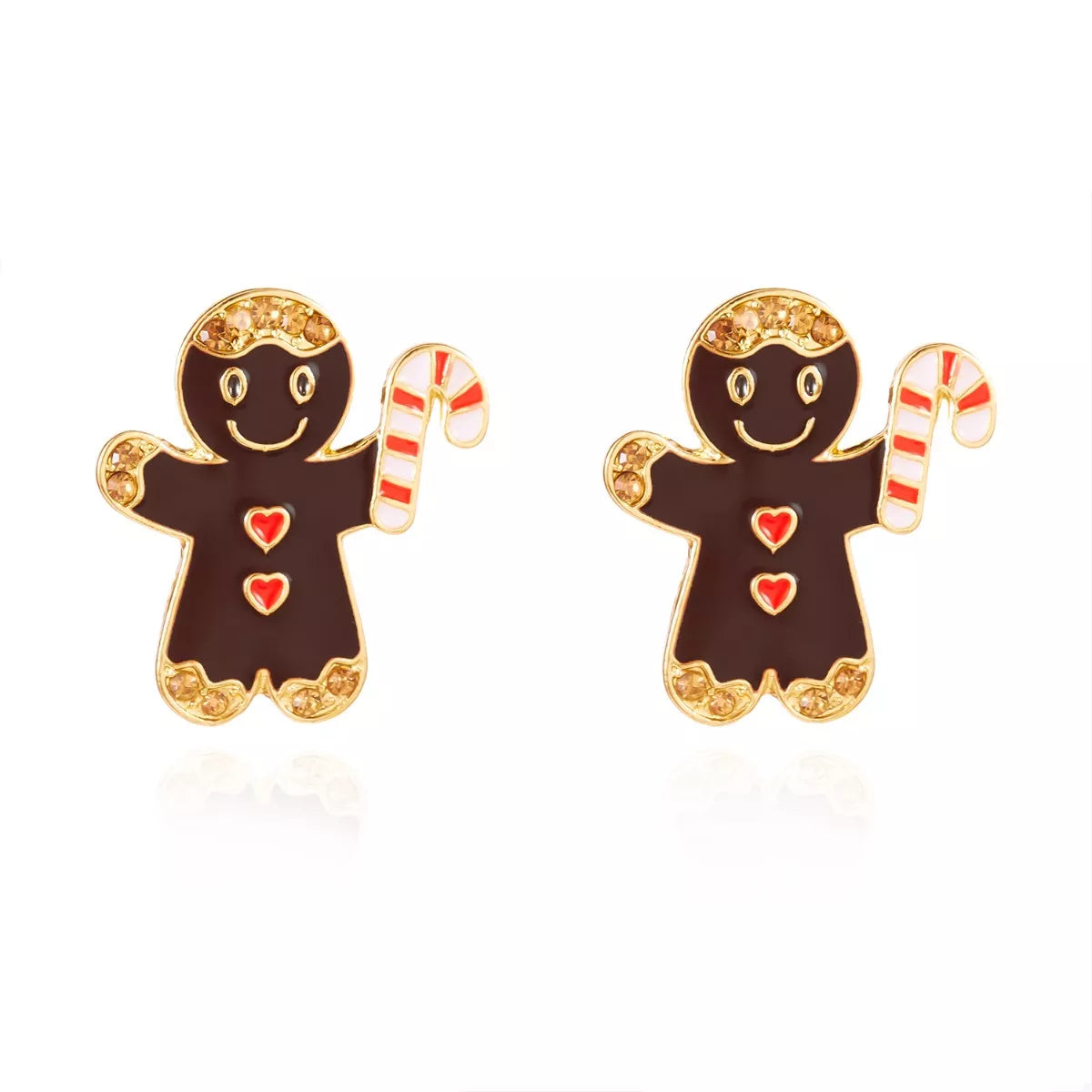 Alloy Gingerbread Man Stud Earrings - Lilixa.store