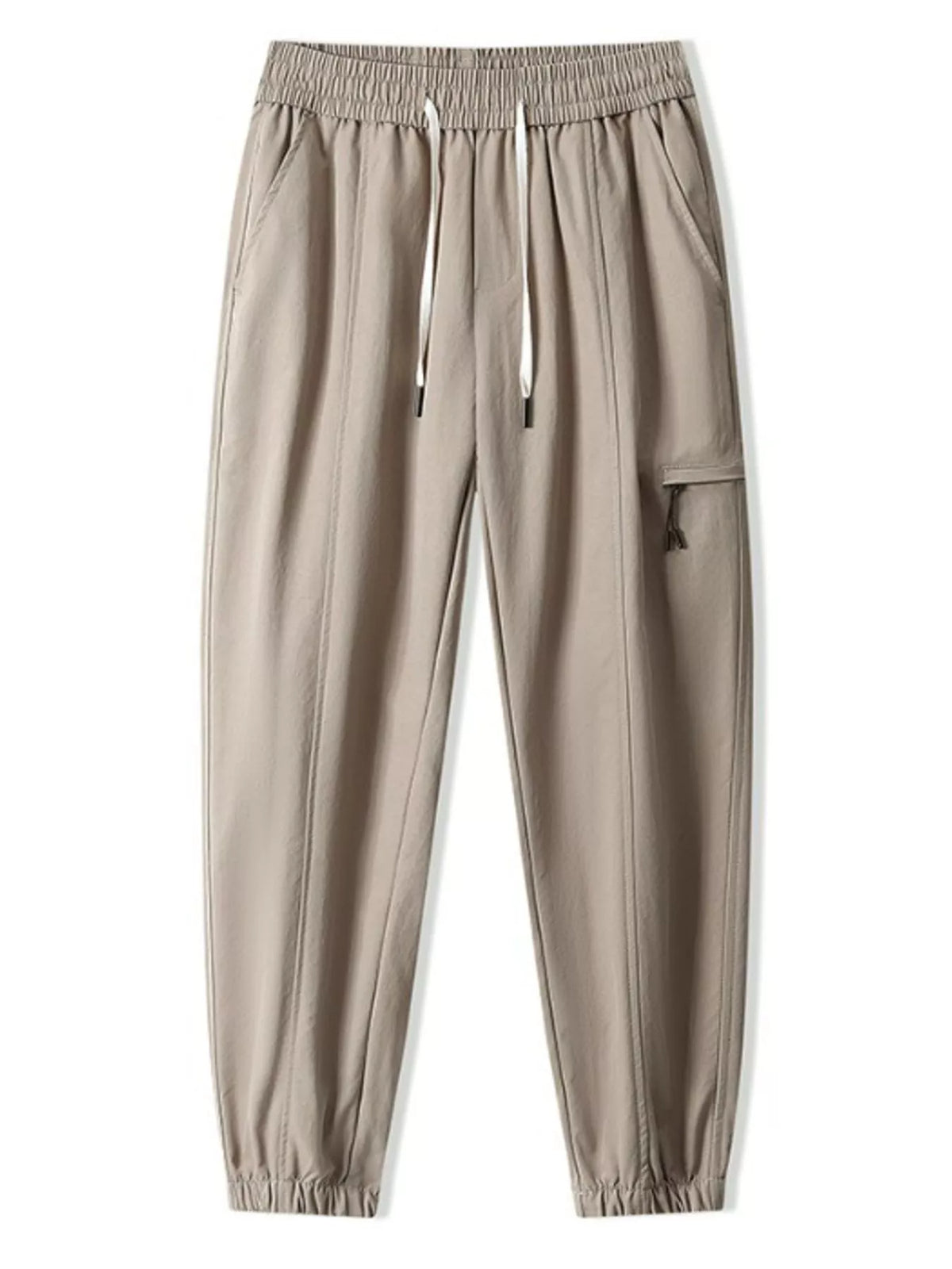 Men's Plus Size Drawstring Wide Leg Joggers in Khaki