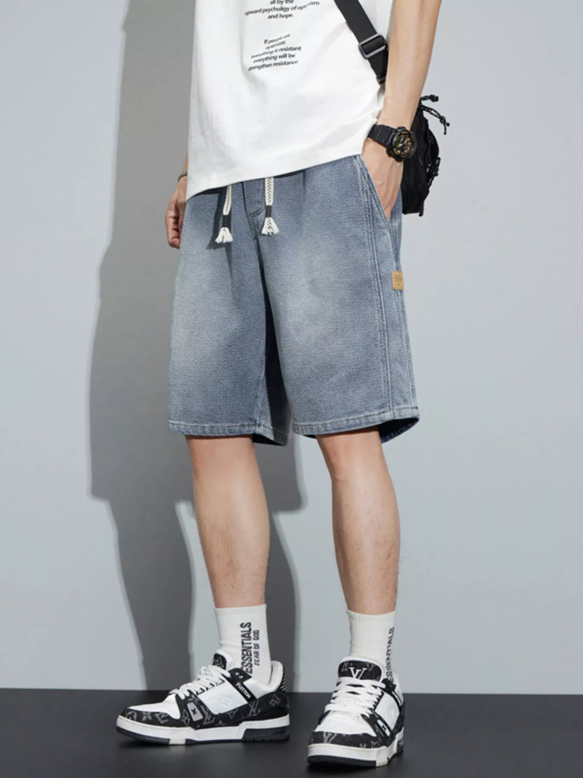 Men's Full Size Casual Loose Fit Denim Shorts Plus Size