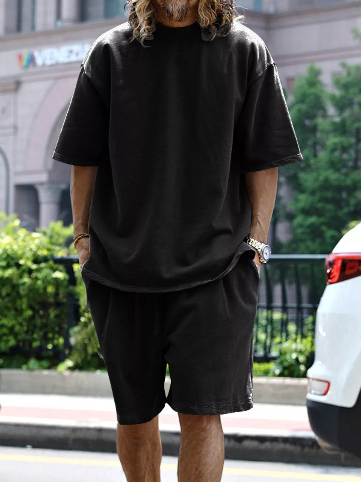 Men's Full Size Relaxed Fit T-Shirt & Shorts Set Plus Size - Lilixa.store