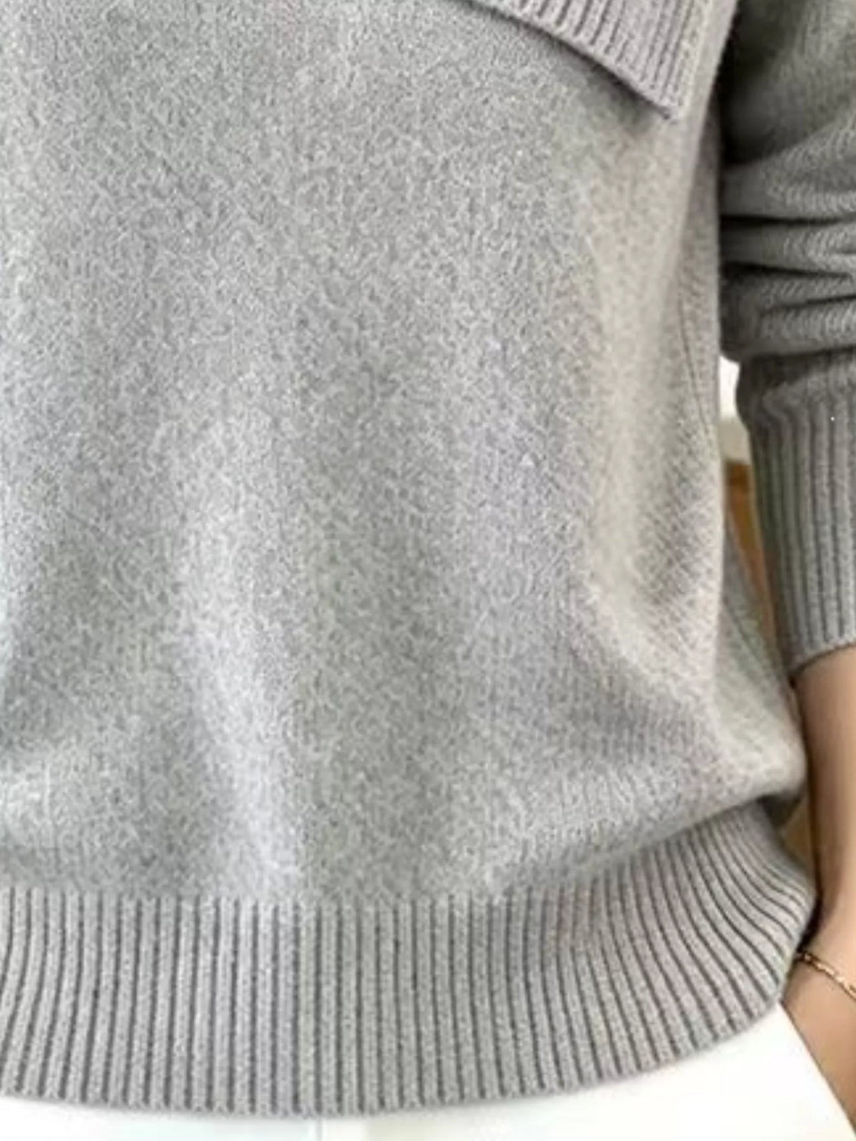 Full Size Asymmetric Ribbed Collar Sweater Plus Size