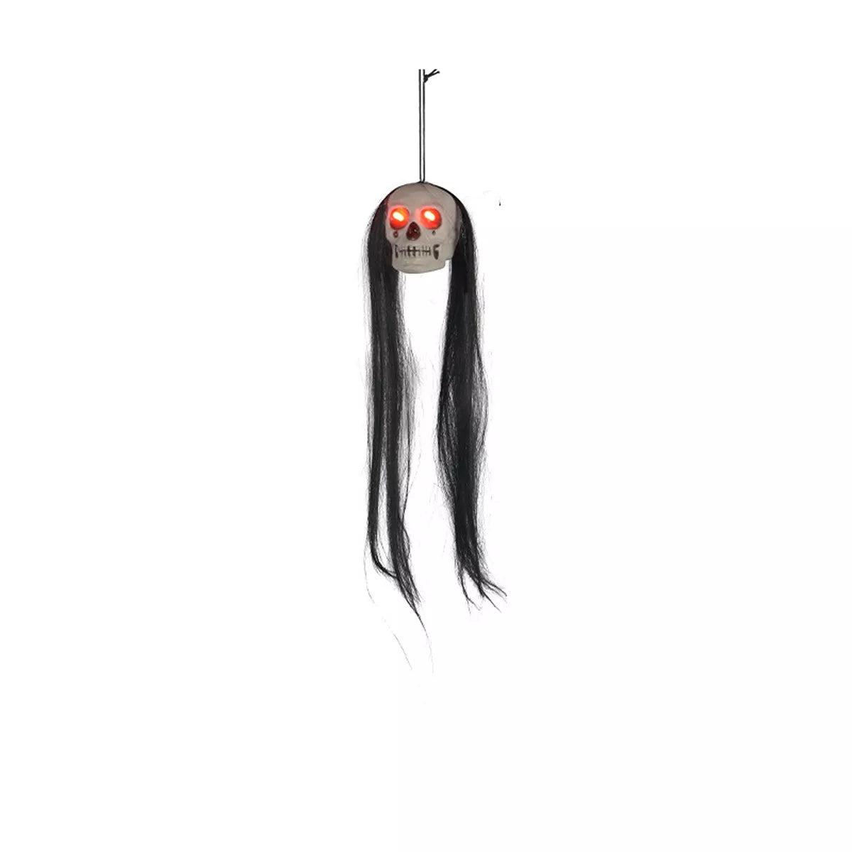 Halloween Hanging Dual-Skull with Glowing Eyes and Long Hair - Lilixa.store