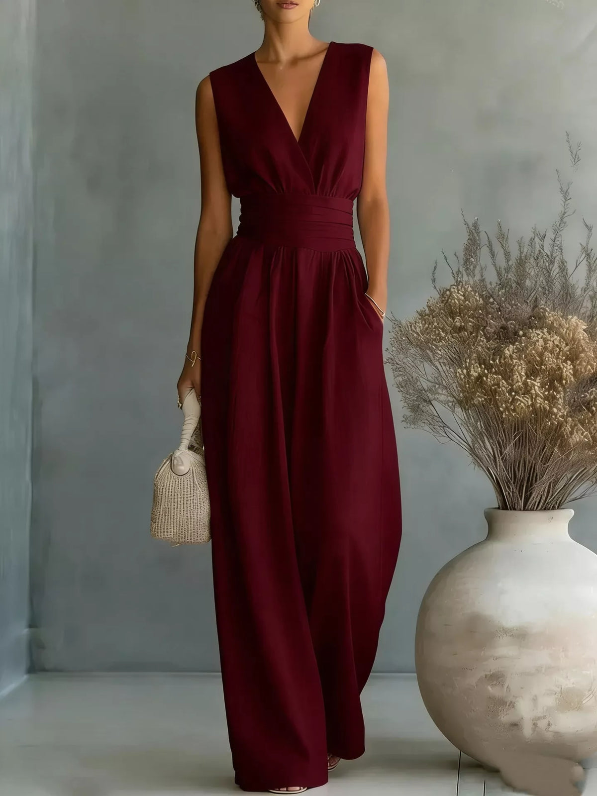 Full Size Sleeveless Wide-Leg Jumpsuit Plus Size - Lilixa.store