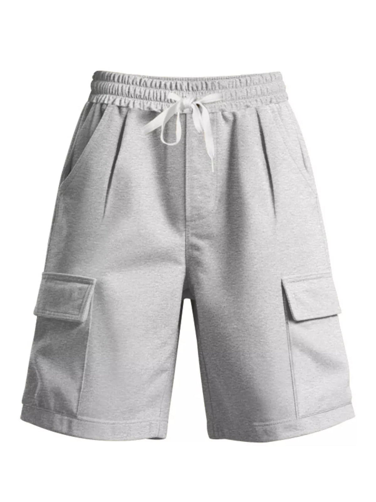 Men's Full Size Drawstring Pocketed Shorts Plus Size in Light Gray