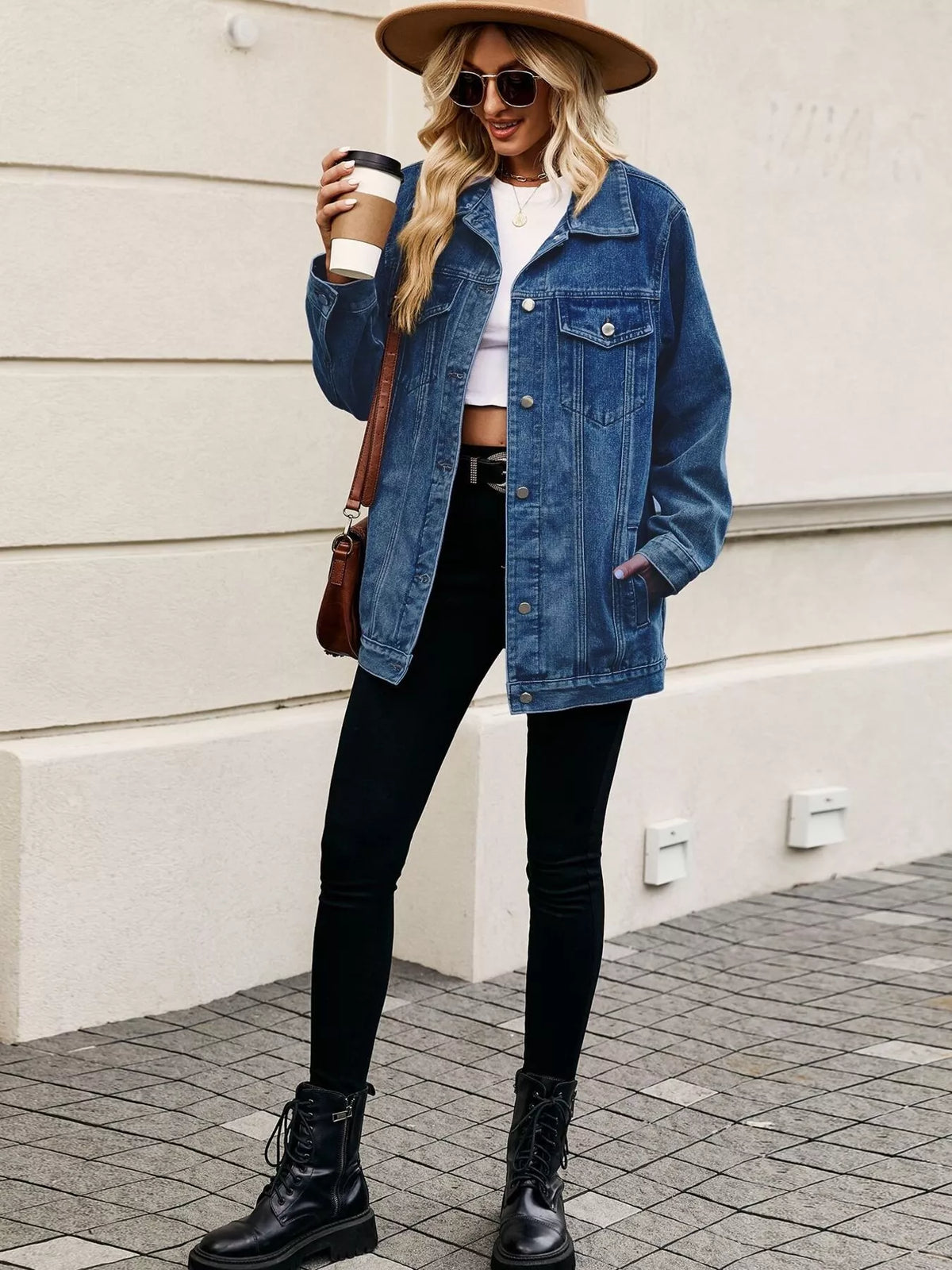 Button Up Long Sleeve Denim Jacket, view 17
