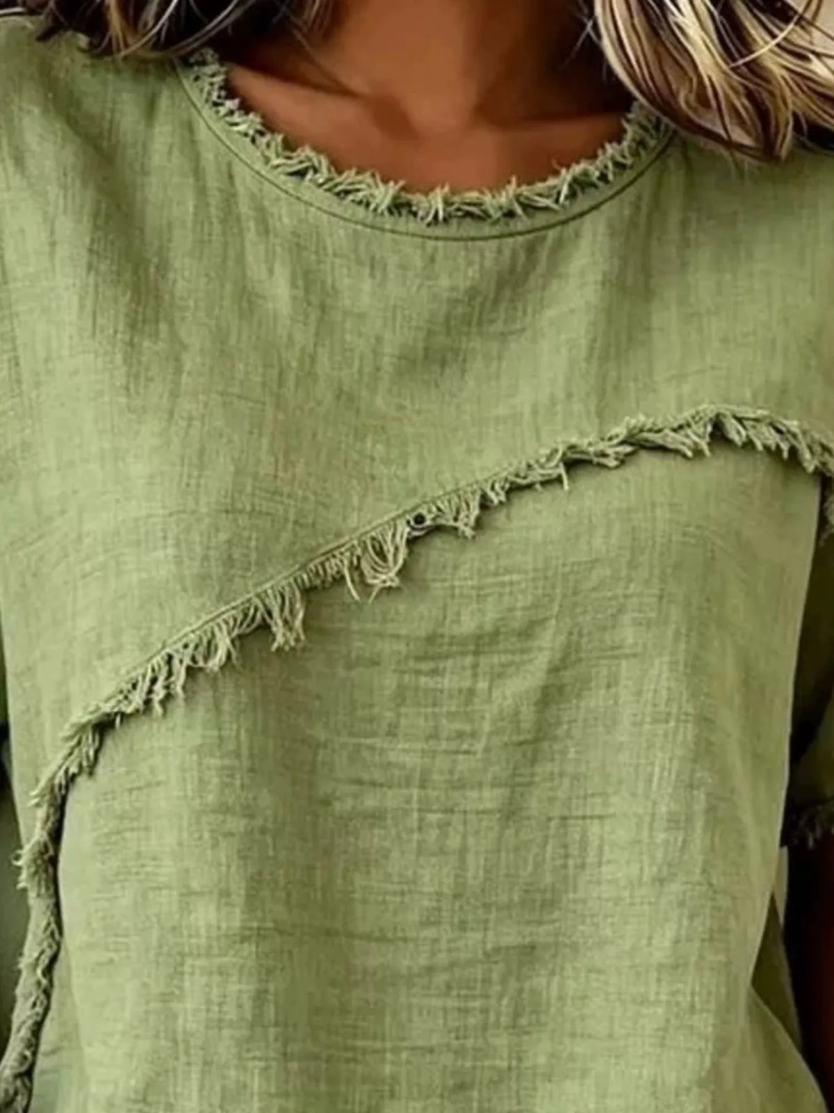 Full Size Frayed Hem Short Sleeve Top Plus Size - Lilixa.store