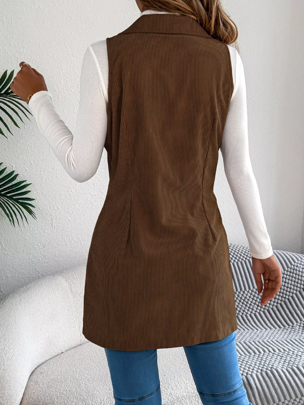 Double-Breasted Long Vest Coat - Lilixa.store