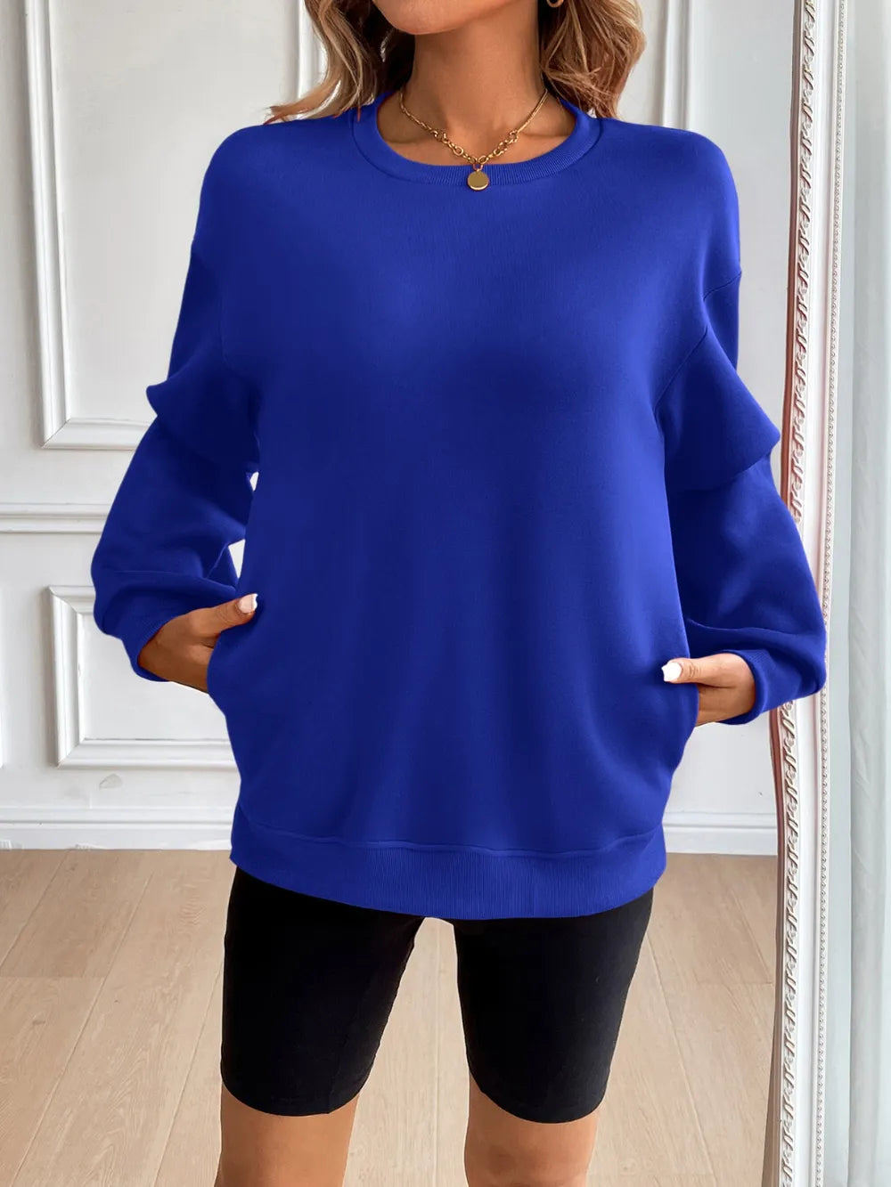 Ivy Lane Round Neck Long Sleeve Sweatshirt - Lilixa.store
