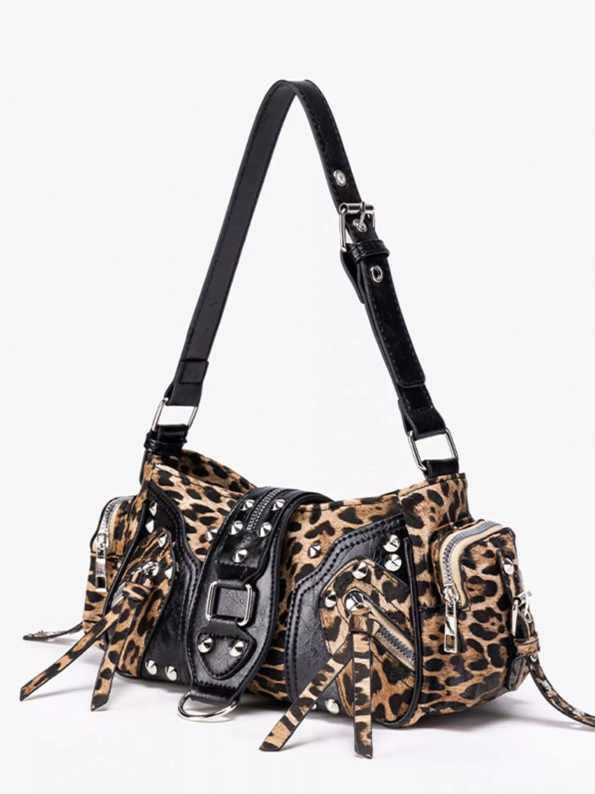 Leopard Print Buckle Shoulder Bag