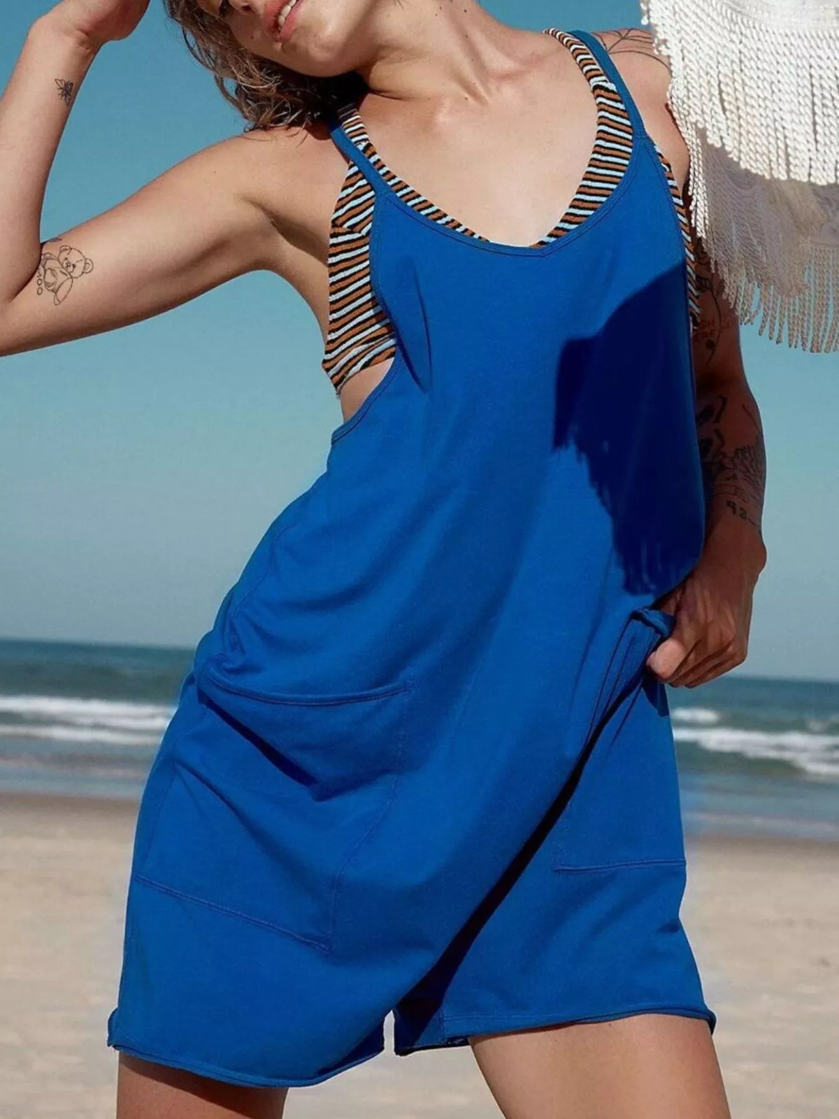 Spaghetti Strap Romper with Pockets - Lilixa.store