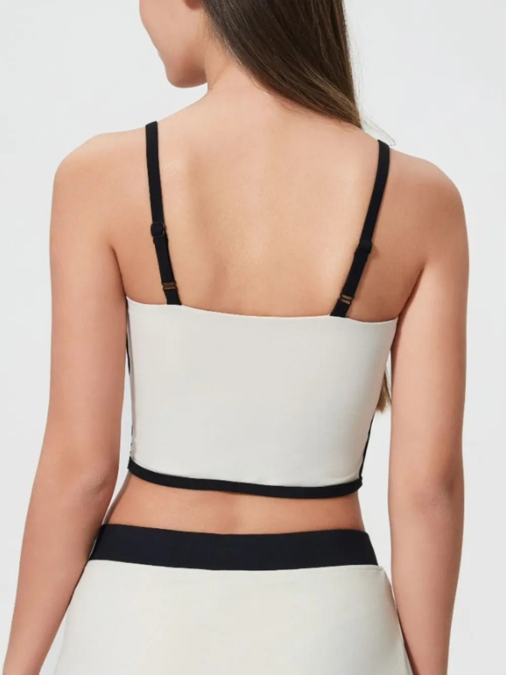 Millennia Contrast Trim Square Neck Active Cami with Detachable Chest Pads - Lilixa.store