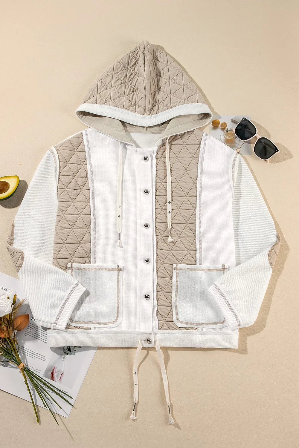 Drawstring Color Block Long Sleeve Jacket, view 6