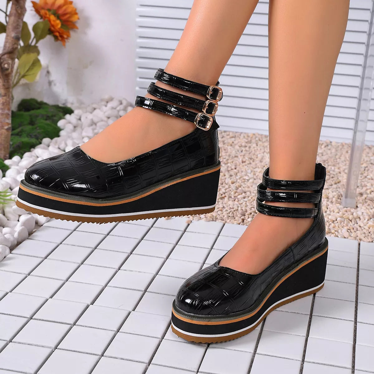 Multi-Strap Wedge Pumps - Lilixa.store