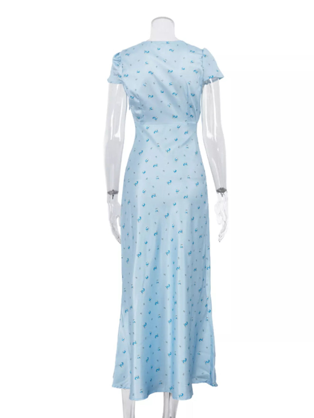 V-Neck Cap Sleeve Maxi Dress in Light Blue, view 5