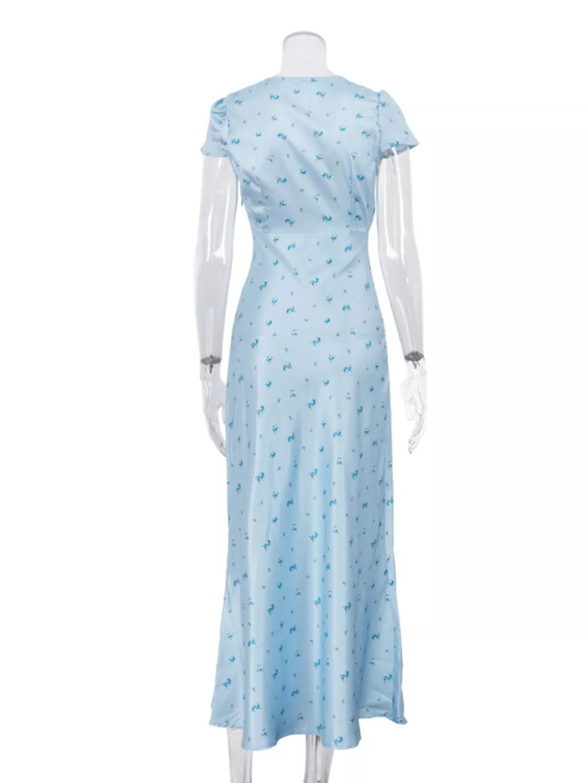 V-Neck Cap Sleeve Maxi Dress in Light Blue, view 5