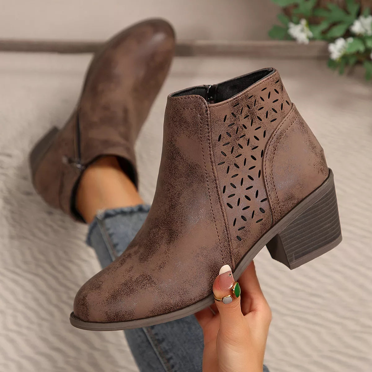 Point Toe Block Heels Boots - Lilixa.store