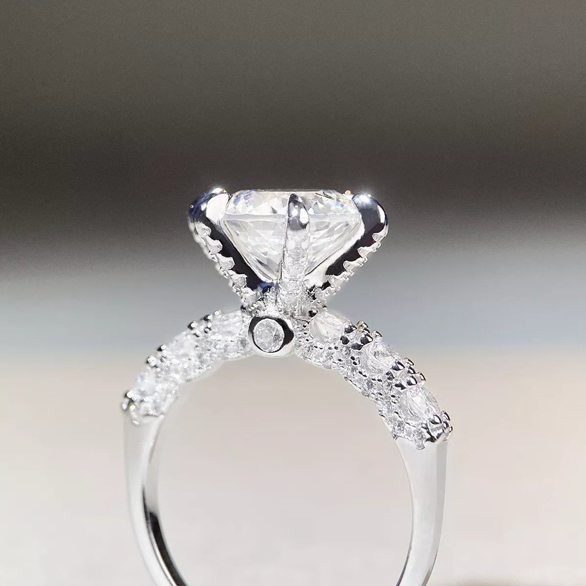 3 Carat 925 Sterling Silver Moissanite Geometric Ring, view 4