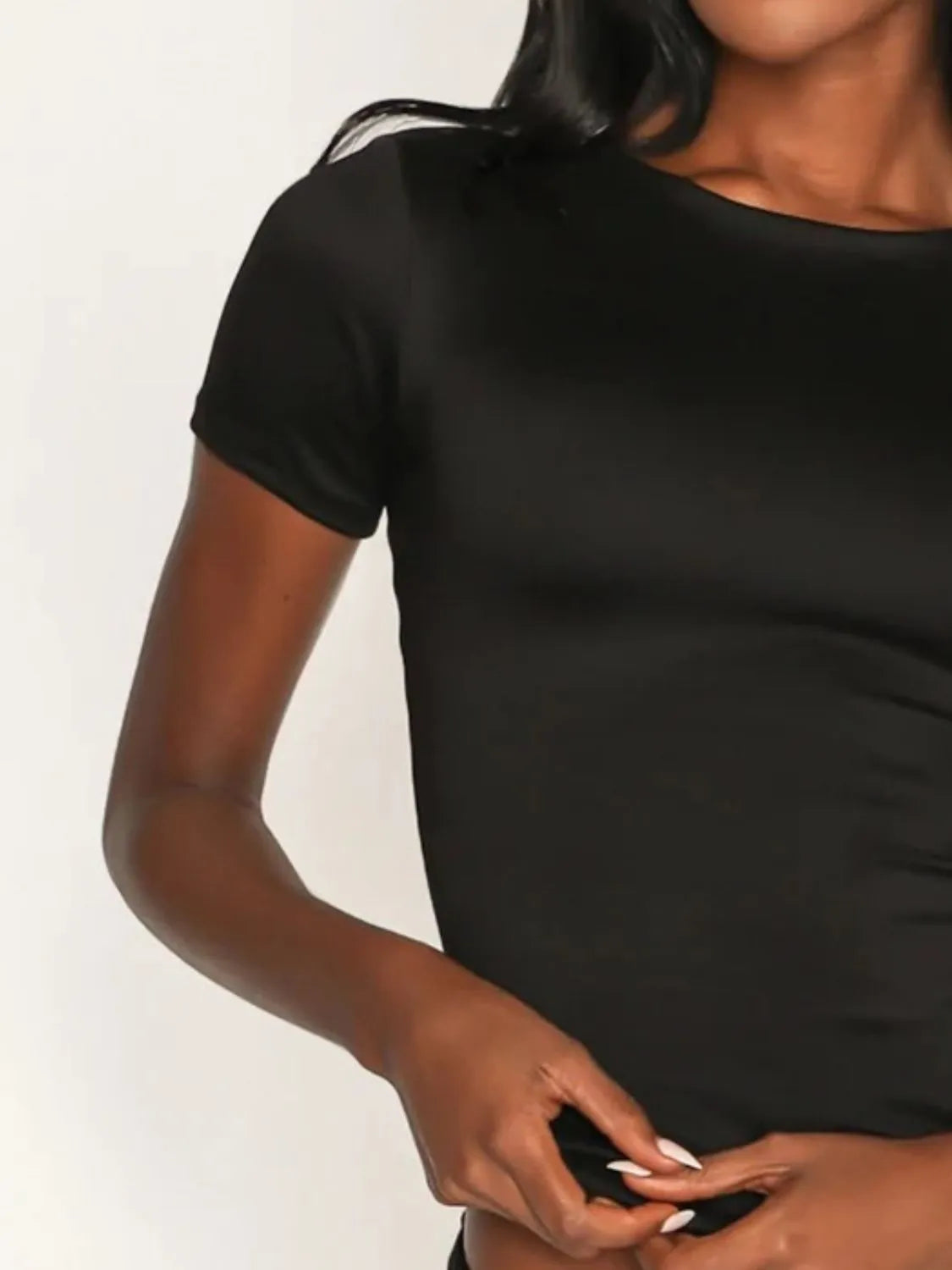 Round Neck Short Sleeve Swim Top - Lilixa.store