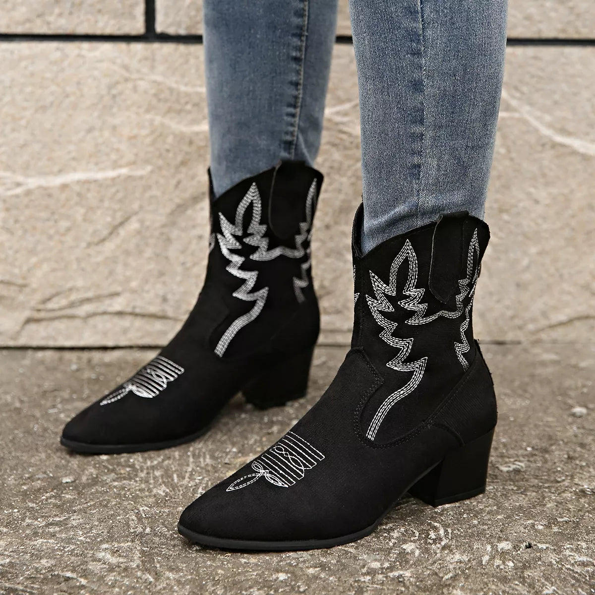Point Toe Block Heels Boots - Lilixa.store