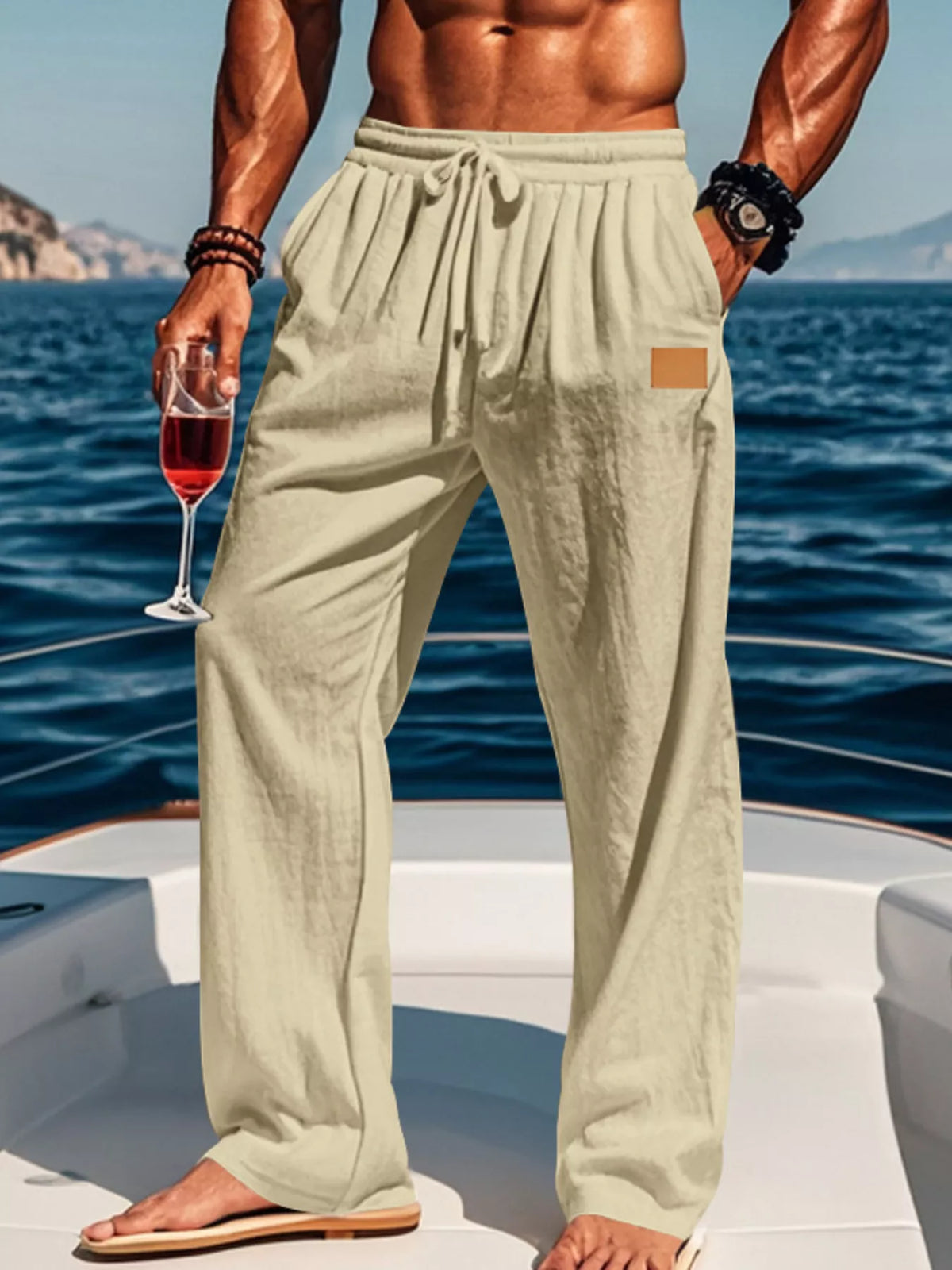 Men's Full Size Drawstring Wide Leg Pants Plus Size