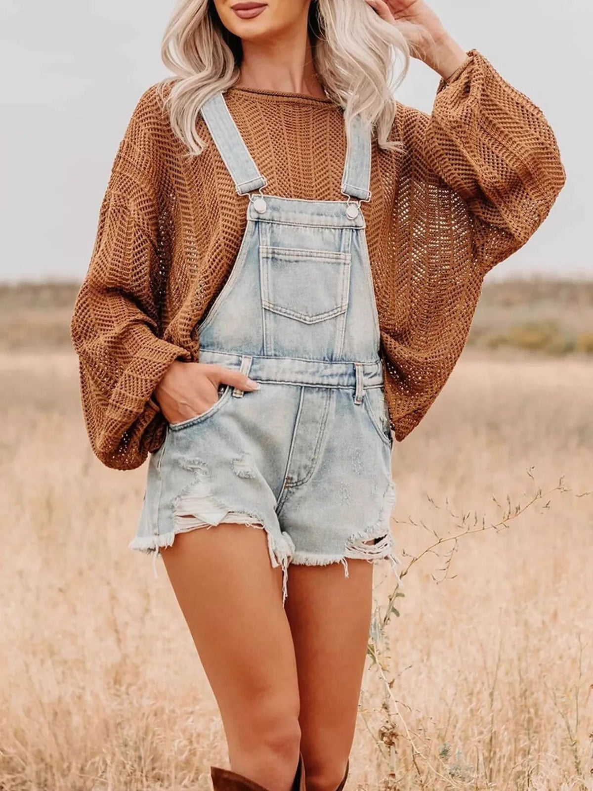 Distressed Denim Overalls Shorts - Lilixa.store