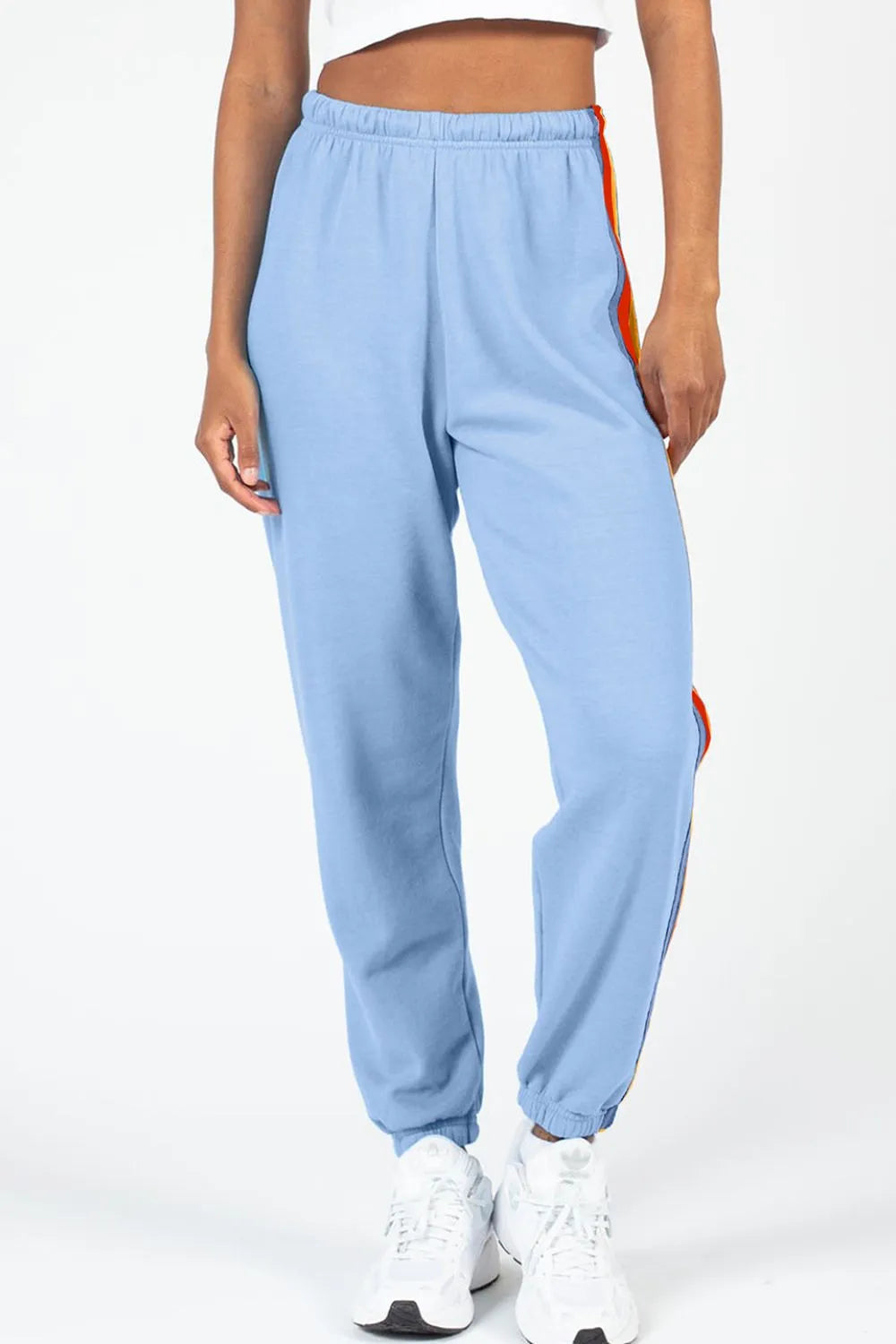 Contrast Striped Elastic Waist Active Pants - Lilixa.store