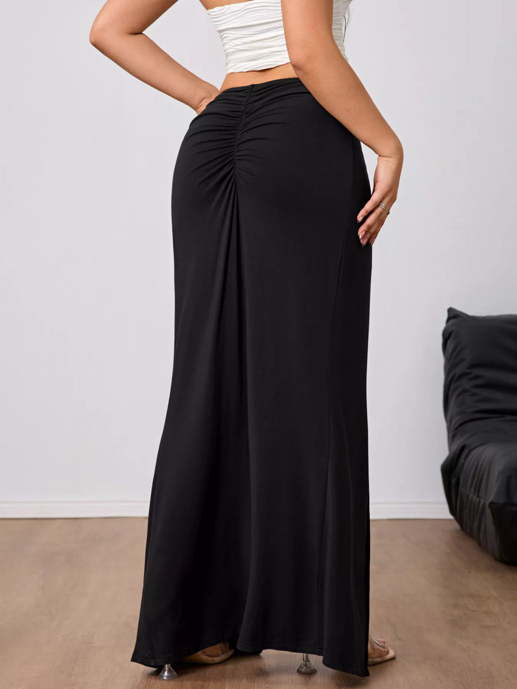 Slit Twist-Front Bodycon Maxi Skirt - Lilixa.store