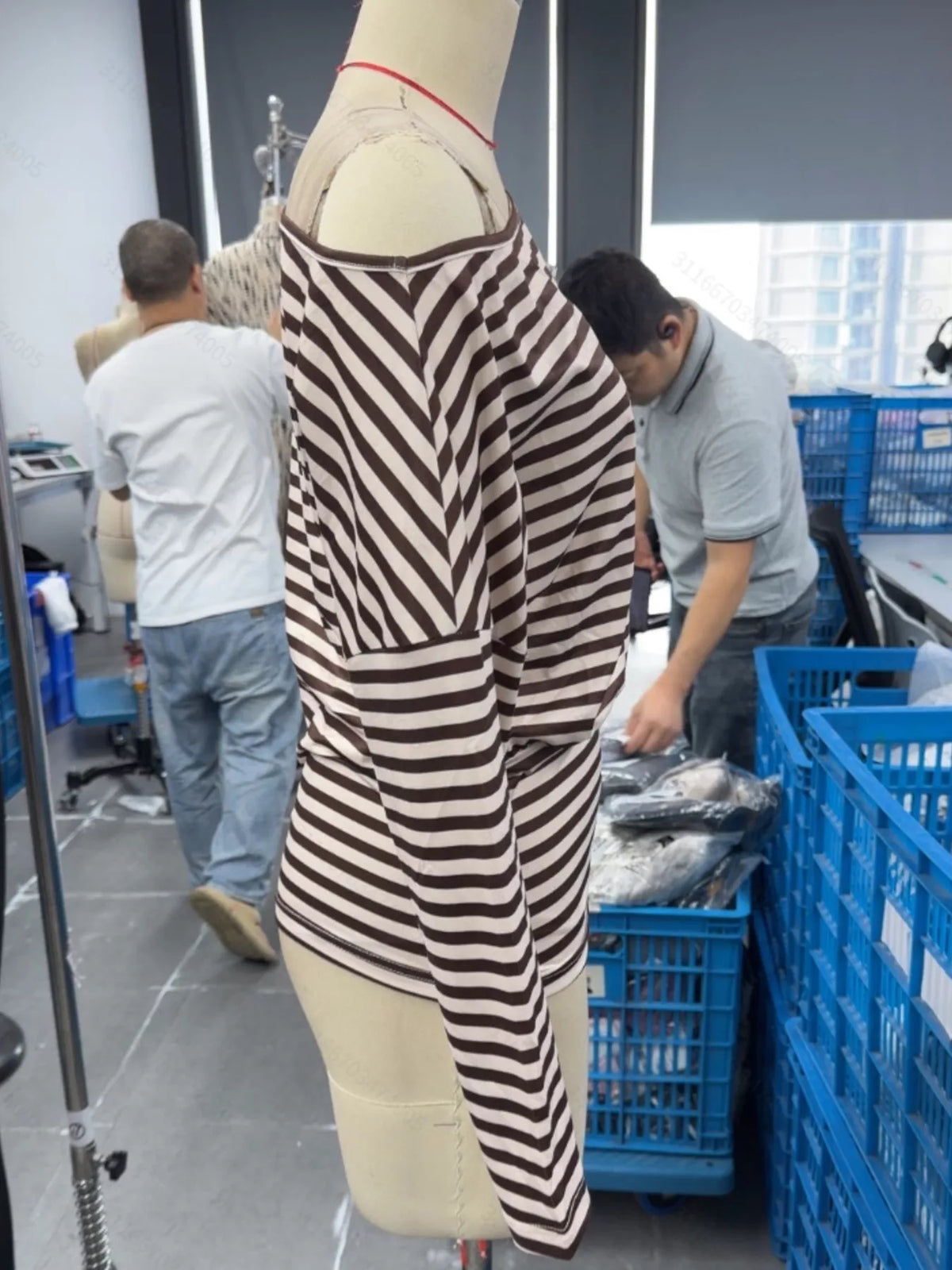 Striped One Shoulder Long Sleeve T-Shirt