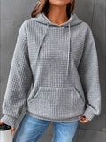 Full Size Textured Kangaroo Pocket Hoodie Plus Size - Lilixa.store