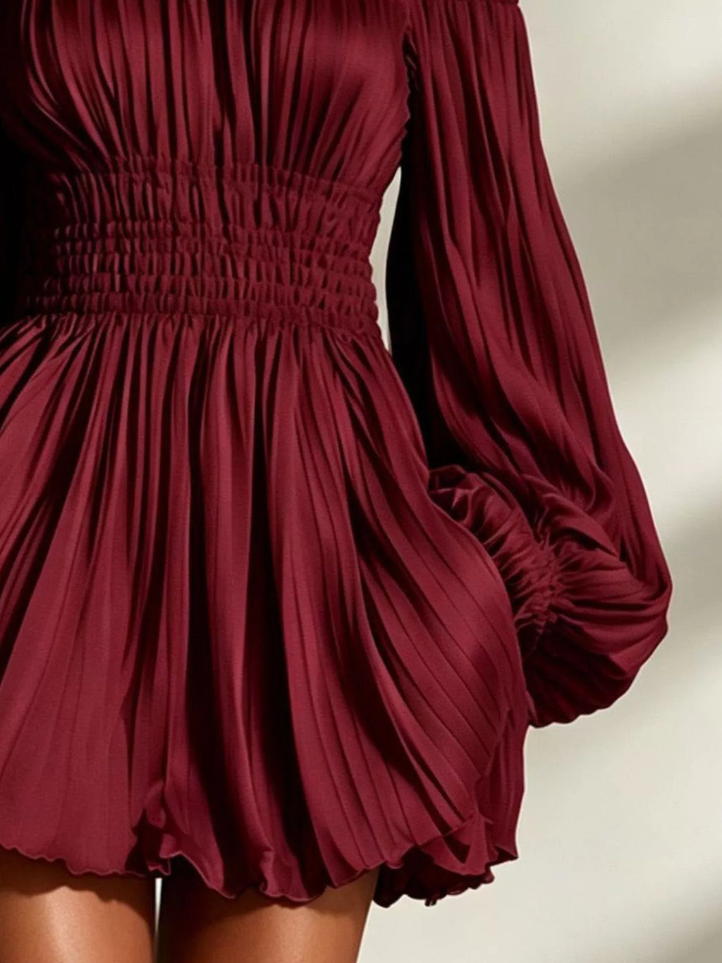 Off-Shoulder Pleated Mini Dress - Lilixa.store