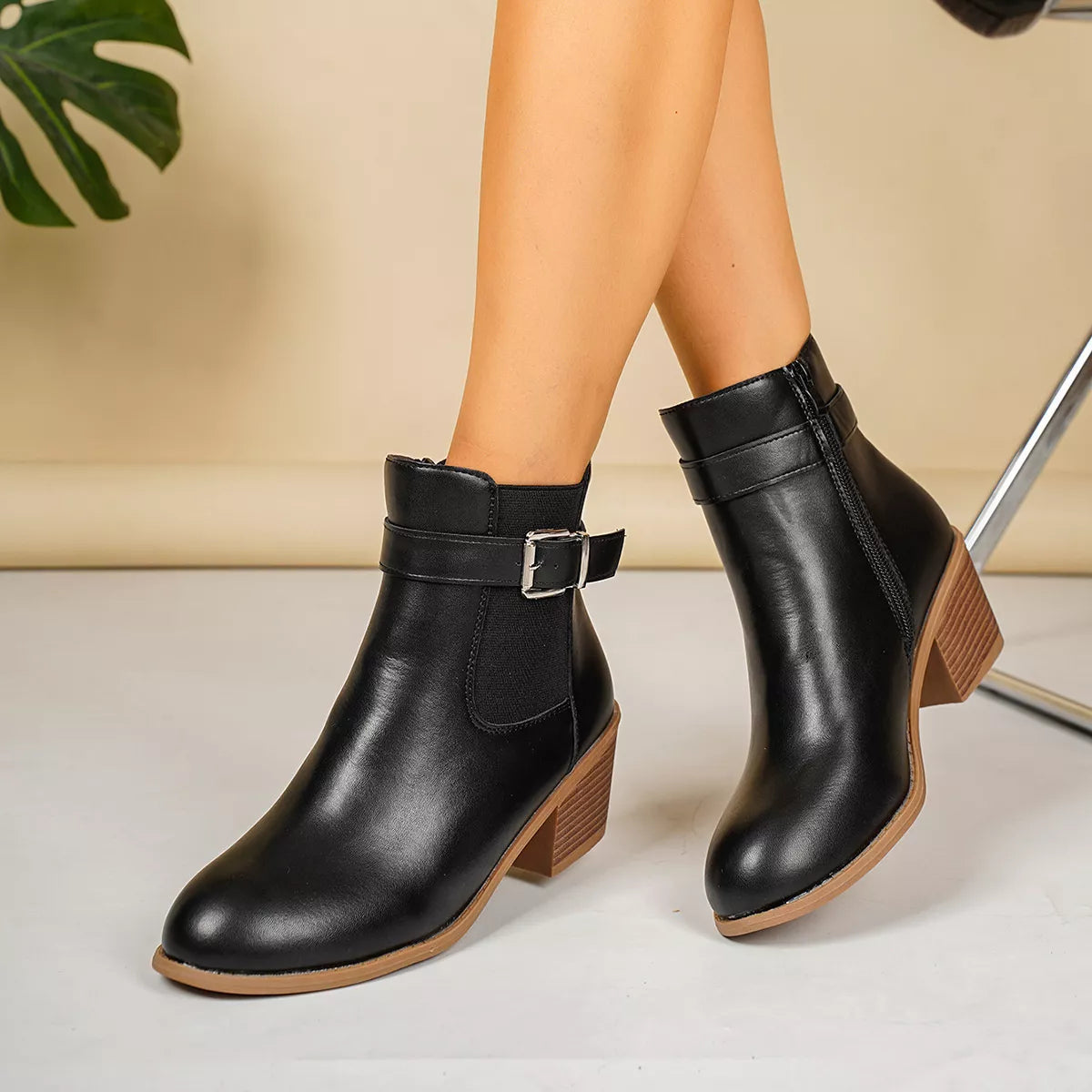 Point Toe Block Heels Boots - Lilixa.store
