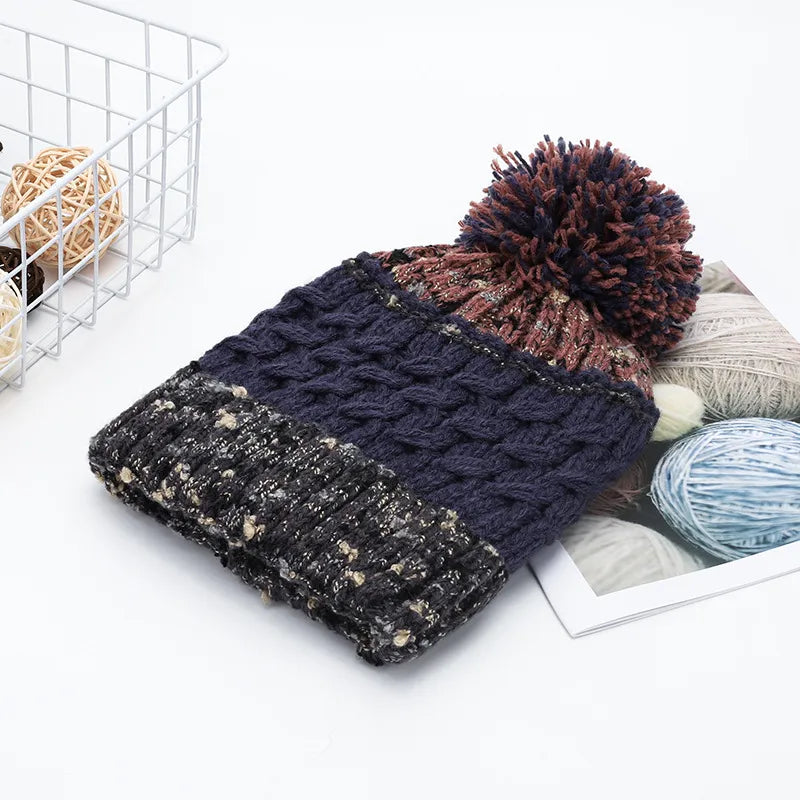 Contrast Thermal Hat with Pompom - Lilixa.store