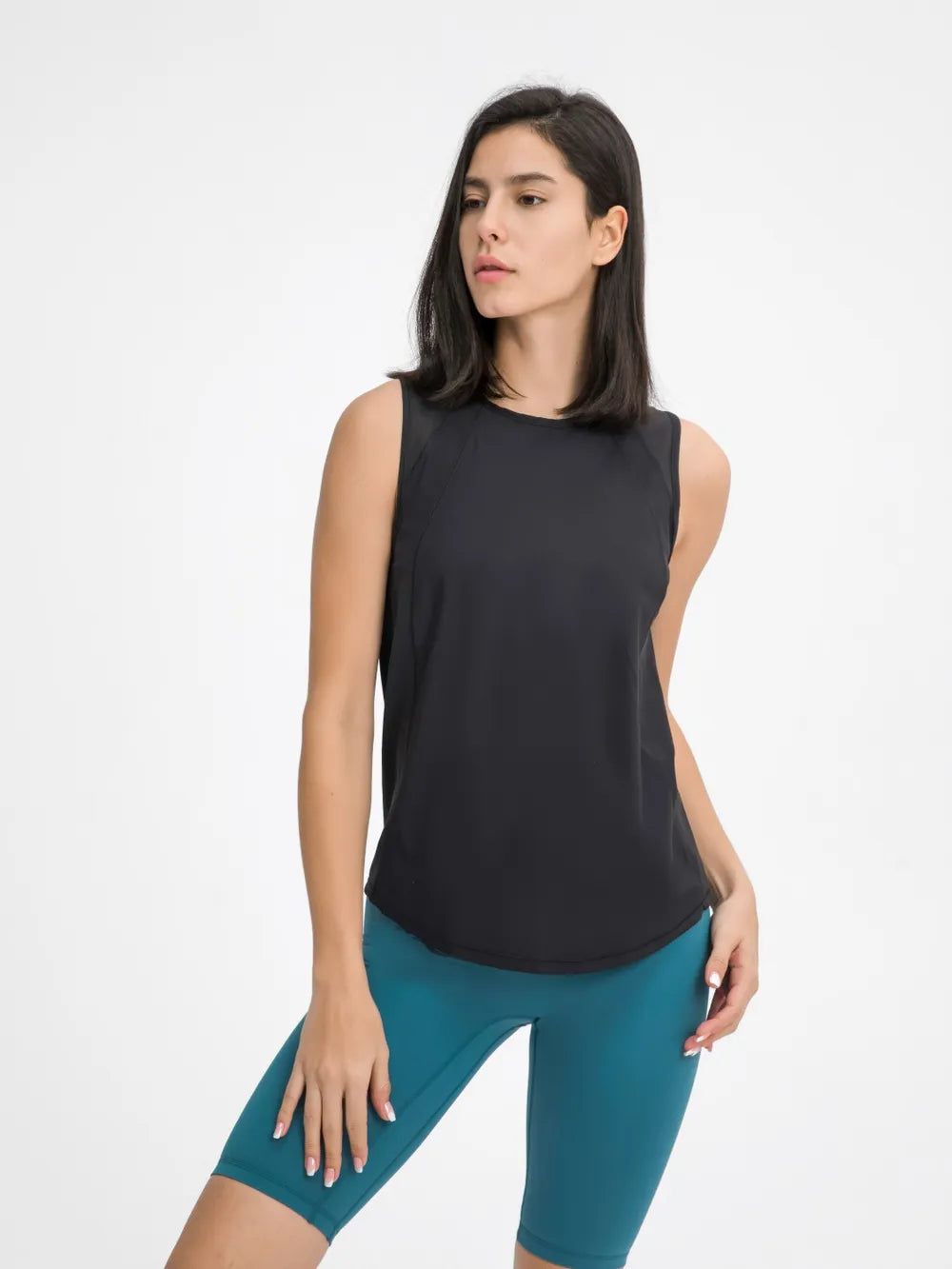 Millennia Cutout Back Round Neck Active Tank - Lilixa.store