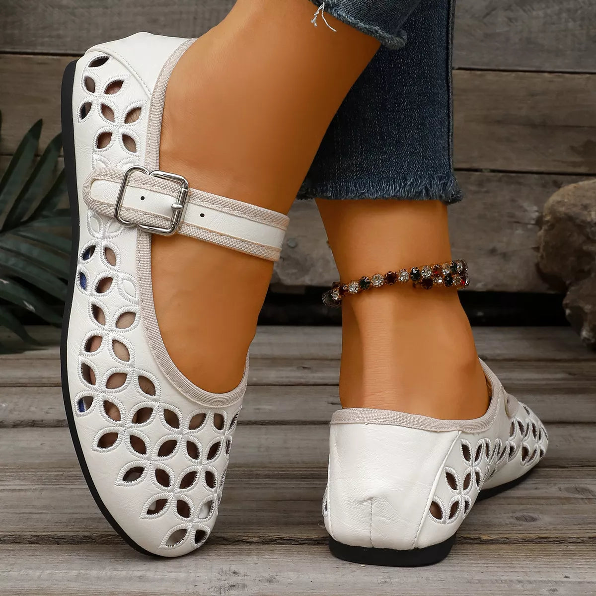 Round Toe Cutout Slip-Ons - Lilixa.store