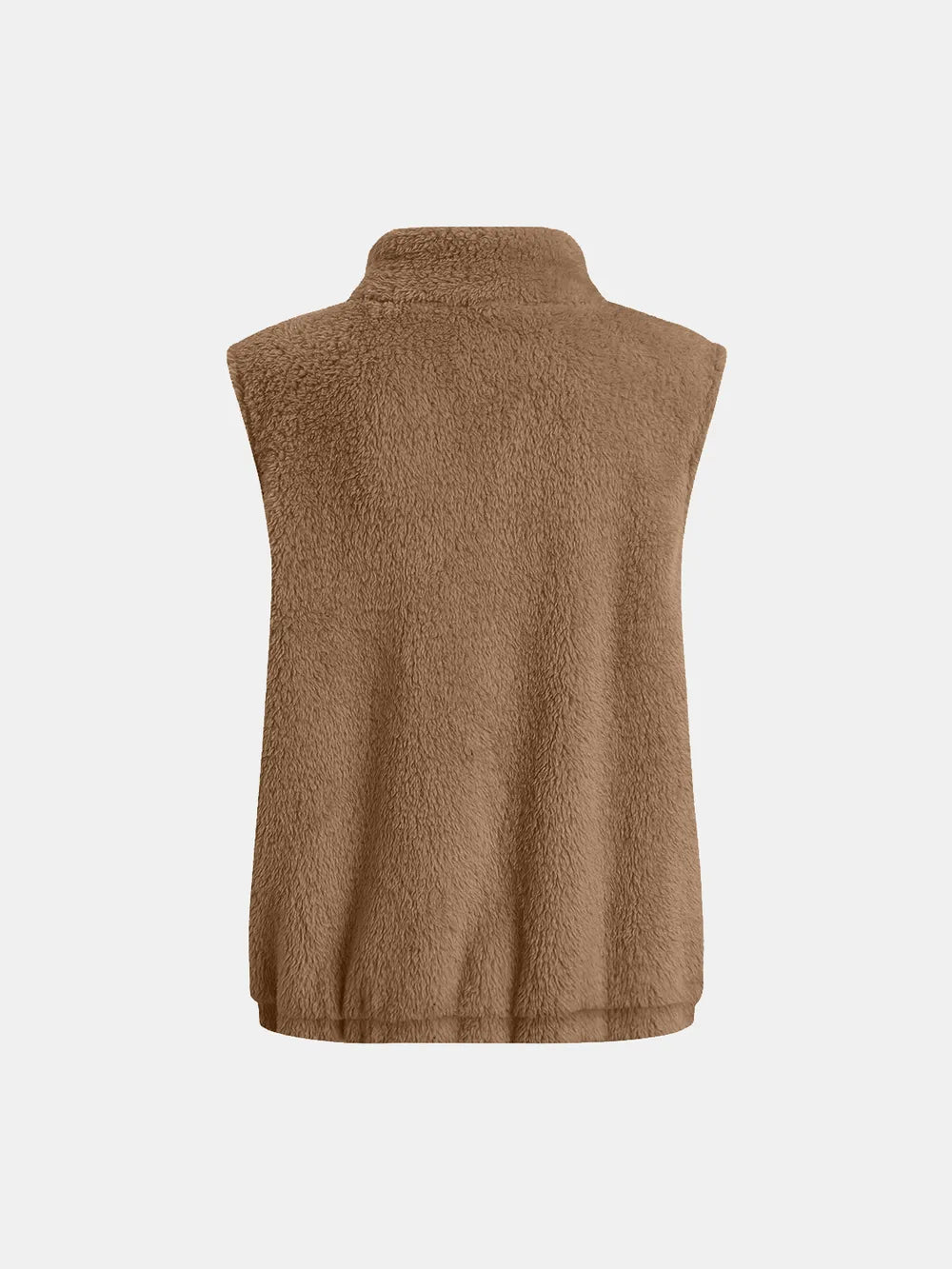 Full Size Fuzzy Zip Up Vest Coat with Pockets, view 2