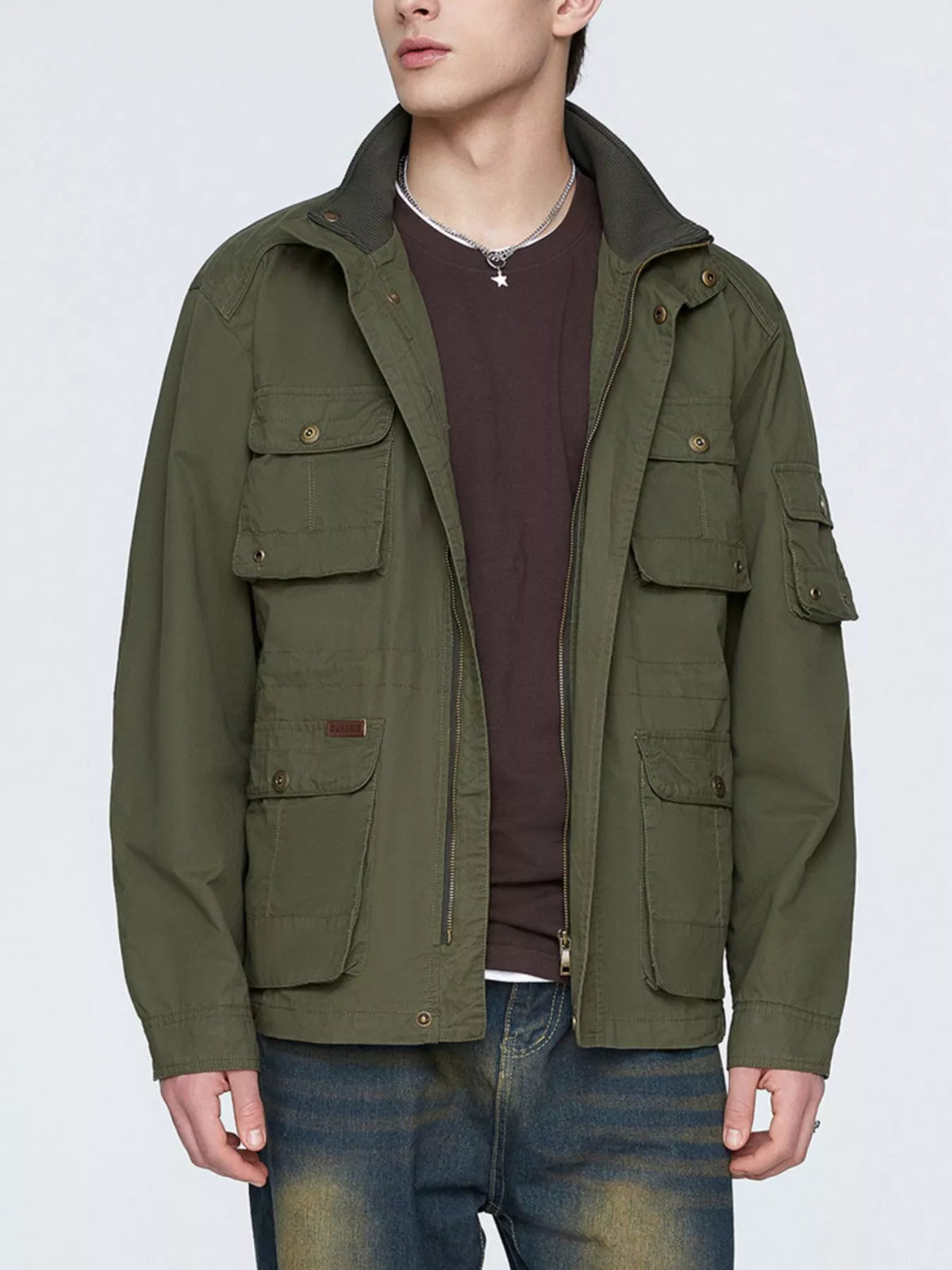 Men's Plus Size Multi-Pocket Zip Up Jacket - Lilixa.store