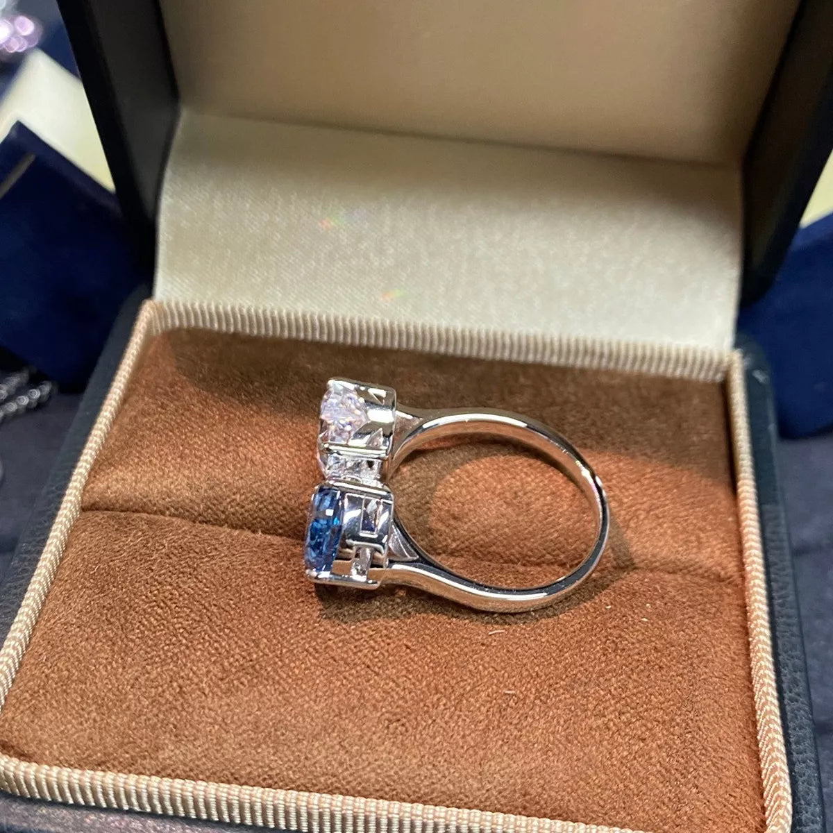 Heart and Teardrop Shaped Dual-Stone Open Ring - Lilixa.store