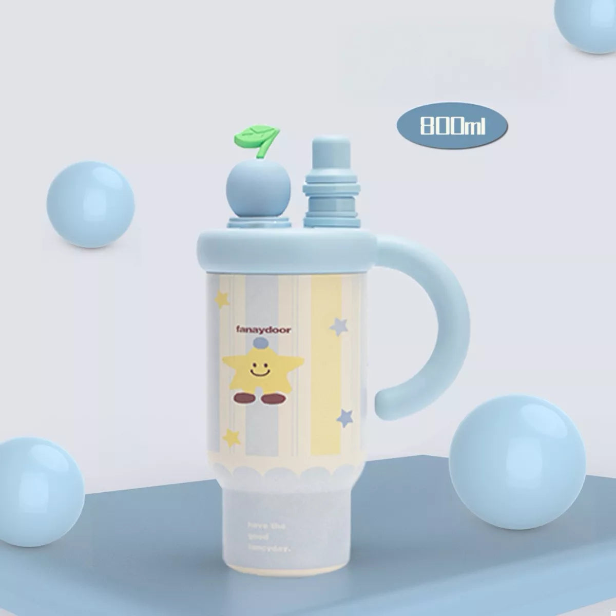 Colorful Cartoon Water Bottles with Straw and Handle - Lilixa.store