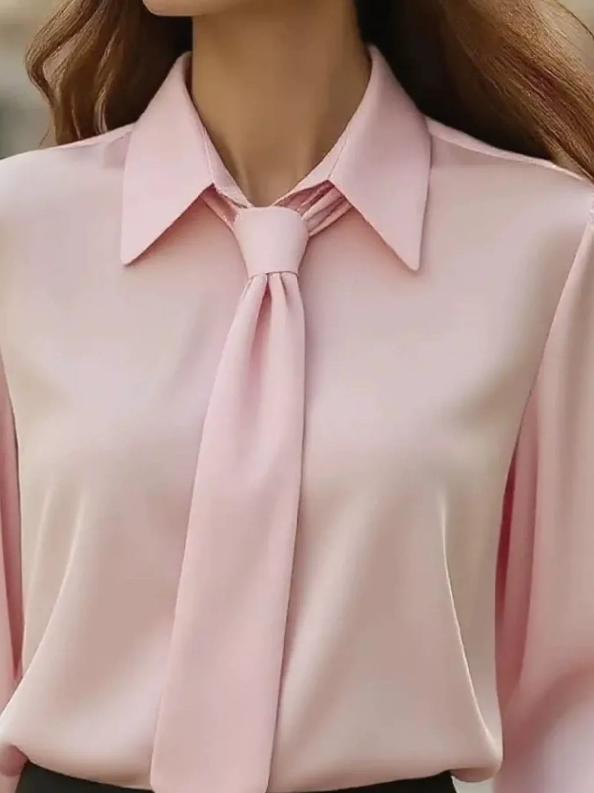 Tie-Neck Long Sleeve Blouse, view 2