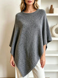 Asymmetrical Hem Knit Poncho - Lilixa.store