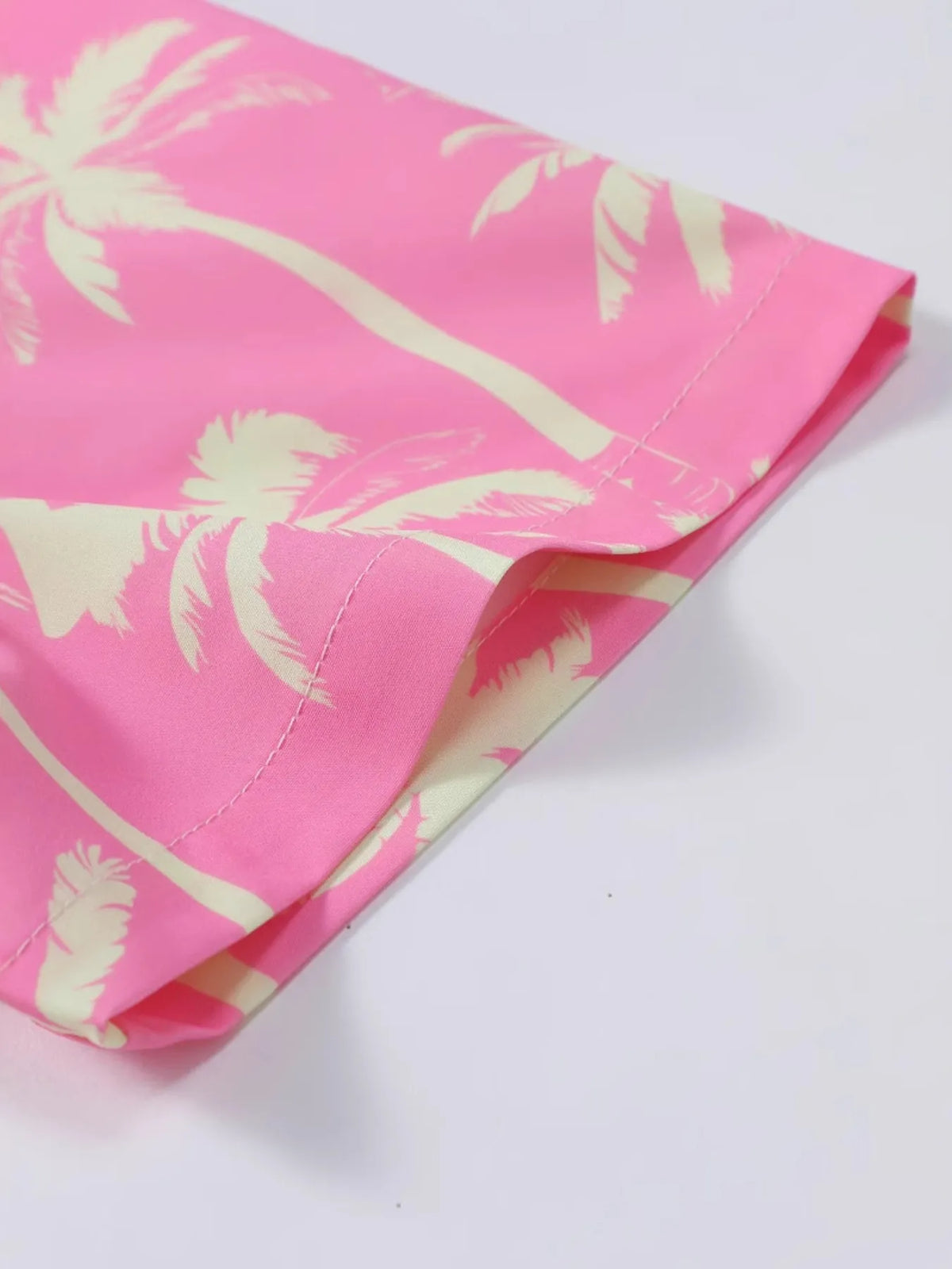 Men's Palm Tree Print Top and Shorts Summer Set in Dusty Pink, view 6