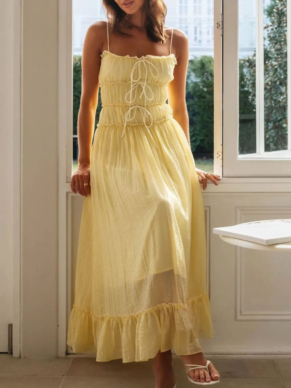 Devine Frill Ruffled Hem Midi Cami Dress - Lilixa.store