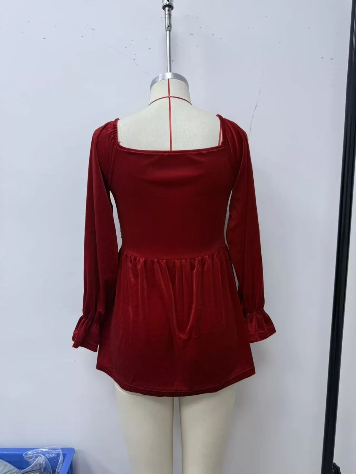 Velvet Smocked Peplum Blouse